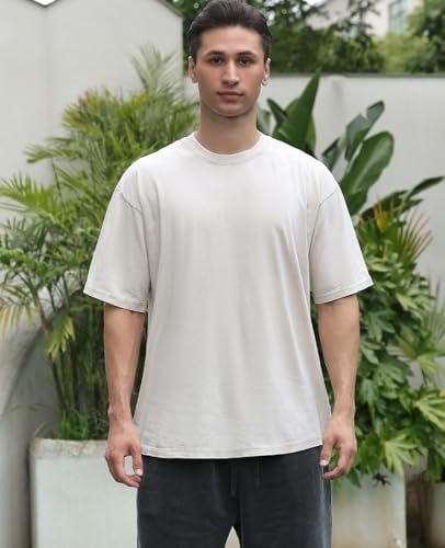 Men's Oversized Cotton T-Shirts Loose Fit Vintage Washed Tee Unisex Short Sleeve Casual Shirts Tops